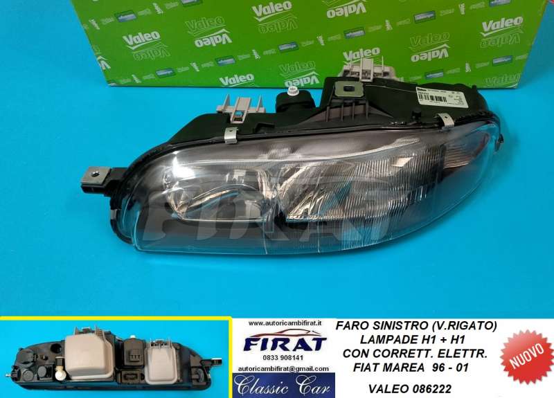 FARO FIAT MAREA 96 - 01 H1+H1 SX VETRO RIGATO VALEO 086222